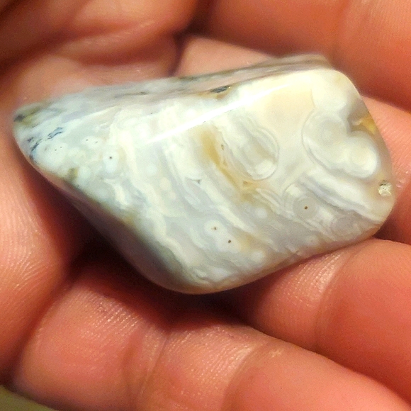 8th vein beautiful semi transparent Ocean Jasper Tumble with orbs. - Picture 4 of 12